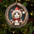thumbnail image 5 of Zhourta Tree Hole Cat Ornament 6 Kinds Forest Animals Christmas Ornaments Hanging Acrylic Pendants for Christmas Tree Car Home Decoration Holiday Gift, 5 of 7