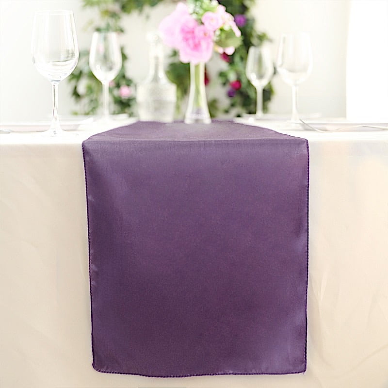 Purple SATIN 12x108" Table RUNNER Wedding Party Catering Dinner Decorations SALE 