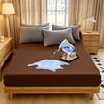 thumbnail image 4 of Protège-matelas Ajusté Imperméable - Housse de Lit Respirante et Silencieuse en Polyester Ultra Doux, Anti-Taches, Résistante à l'Huile, Lavable à la Machine, Brun, JKODE, 4 of 7