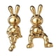 thumbnail image 1 of 2 piezas de estatuas de conejos, figuras de animales, esmalte, decorativas, forma de astronauta, manualidades, conejo oro, 1 of 9