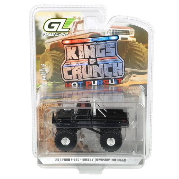 Greenlight 1/64 1979 Ford F-250 Truck, Shelby Township Police, Michigan, Kings of Crunch x Hot Pursuit Special Edition Series 17 49170-B