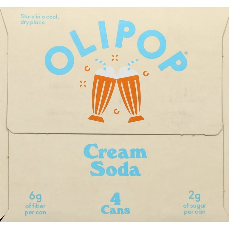 6 pack) OLIPOP Prebiotic Soda, Cream Soda, 12 fl oz, 4 Pack