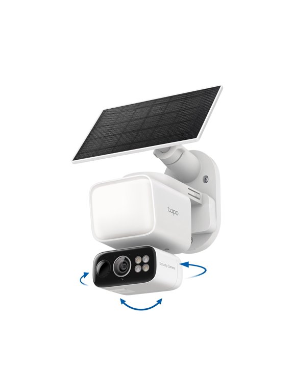 - Tapo TCW50 Kit Wireless Floodlight Pan-Tilt Security Camera, 2K Crystal-Clear Video, 360 Viewing, Solar Charged - No Subscription Required