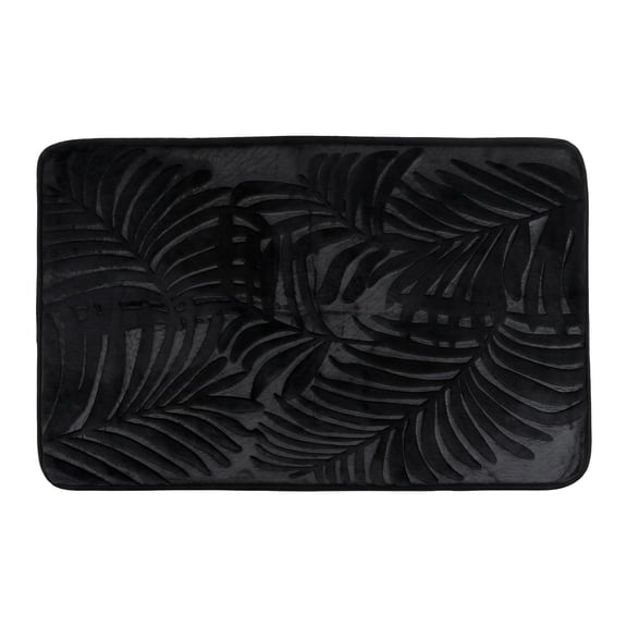 REGALWOVEN Shaggy Bathroom Rugs, Non-Slip Absorbent Bath Mat, Ultra Soft Microfiber Plush Shower Carpet for Machine Washable Black 24" x 16"