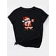 thumbnail image 3 of Camiseta para mujer Suave Transpirable verano[Christmas Santa Print T-Shirt] Women's Christmas Santa with Lights Print, Casual Fashion Round Neck Short Sleeve T-Shirt, Polyester, Spring/Summer/Autum, 3 of 7