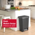 thumbnail image 3 of Rubbermaid  Kitchen Trash Can, 12.4 Gallon, Plastic, Rectangular, Step Lid, Garbage Bin, Charcoal, 3 of 8