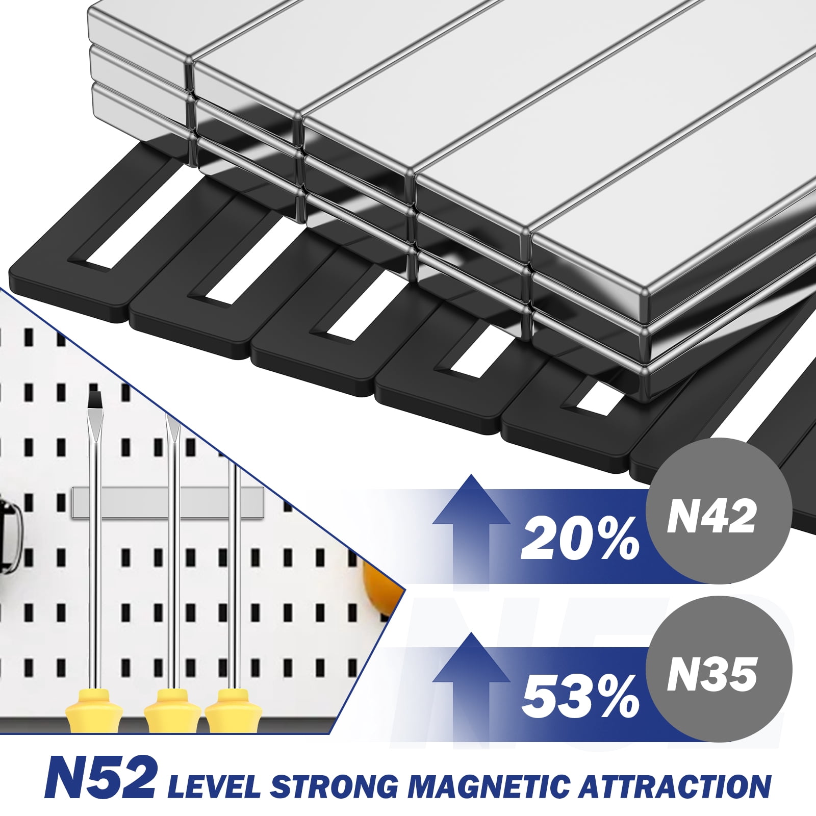 15Pcs Rare Earth Neodymium Magnet Bar N52 Rectangle Heavy Duty Neodymium Magnet for Home Kitchen Garage Bedroom Office