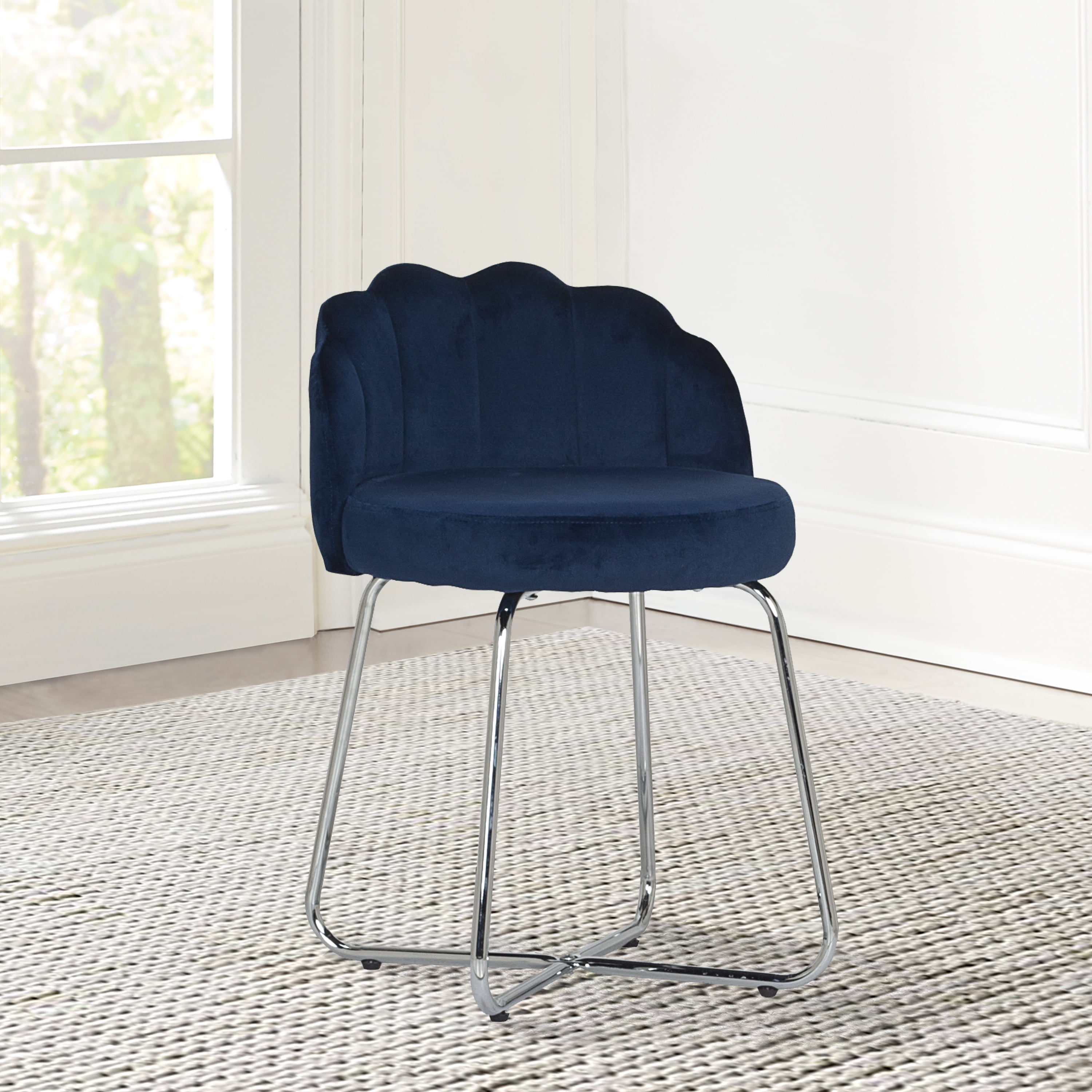 Hillsdale Furniture Catalina Metal Vanity Stool, Dark Blue Fabric - Walmart.com - Walmart.com