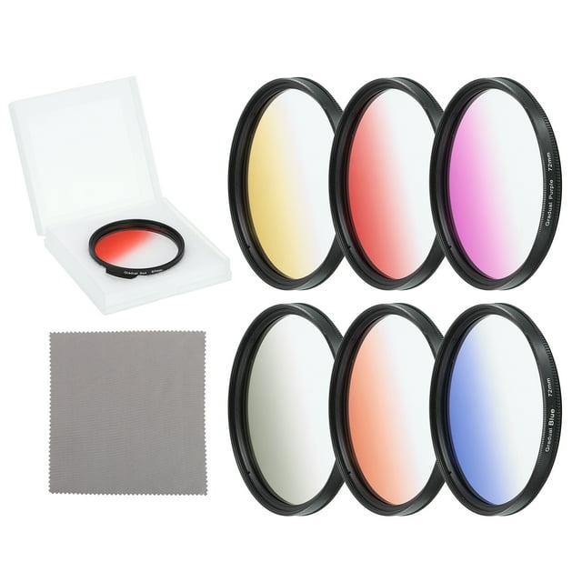 Uxcell Kit de Filtres de Couleur Graduels 72mm, Ensemble de 6 Pcs pour Photographie Reflexive