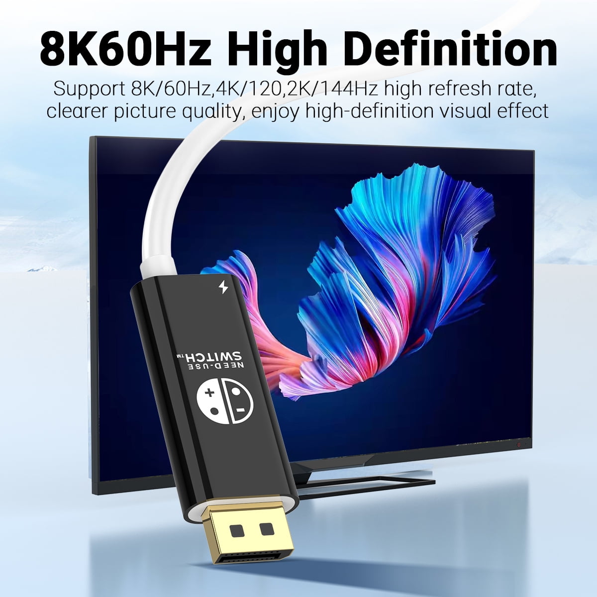 DOONJIEY 8K Type C to Displayport Conversion Cable HDTV Adapter Support Switch TV Dock for Nintendo Switch/OLED, Steam Deck,ASUS,Surface