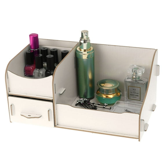 RENACLIPY Beige Wooden Storage Box with Handle for Cosmetics Sundries Organizing 7.5 x 5 x 3 inches