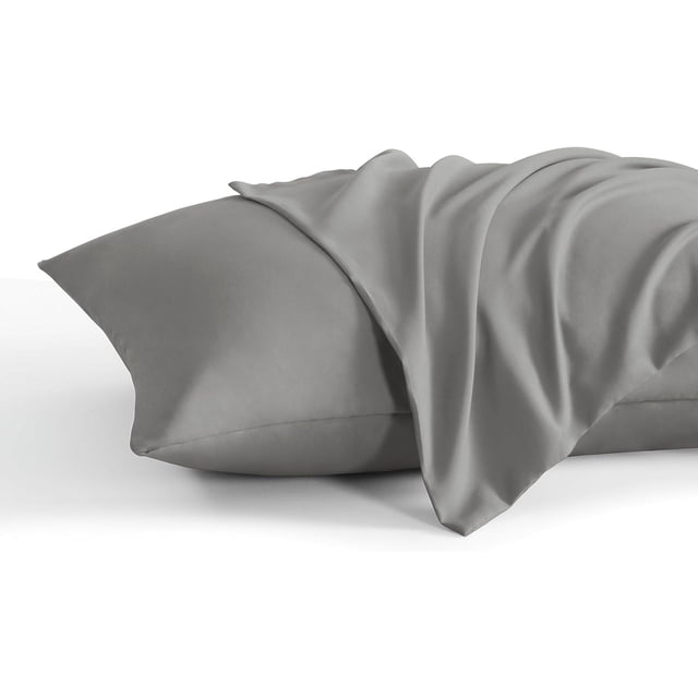 TEMOGU-Queen Pillow Cases Set of 2, 2 Pack Brushed Microfiber 20x30 Pillow Cases, Soft, Wrinkle, Fade, Stain Resistant Smoke Grey Pillow Cases with Envelope Closure, 20x30 Inches, Smoke Grey