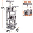 thumbnail image 5 of KFFKFF Feline Structure, 63" Feline Stand with Dual Kitty Houses, Sisal Scratch Pole, Relaxing Swing, Elevated Lounging Spot,Leaping Stages,Spacious Cat Play Equipment with Dangling Sphere,Pale Grey, 5 of 9