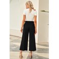 thumbnail image 1 of POGLIP Pantalon Court Droit Taille Haute Paperbag Noir pour Femmes, 1 of 6
