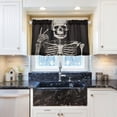 thumbnail image 5 of FREEAMG Smiling Skull Half Window Tier Curtains 36 Inch Blackout Thermal Insulating Kitchen Linen Tier Curtains for Kitchen,Bathroom,Cafe, 5 of 7