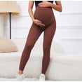 thumbnail image 2 of Gyujnb High Waist Full Belly Support Maternity Leggings Seamless Stretch Fabric Yoga Fitness Loungewear Casual Daily Pregnancy Pants,S, 2 of 6