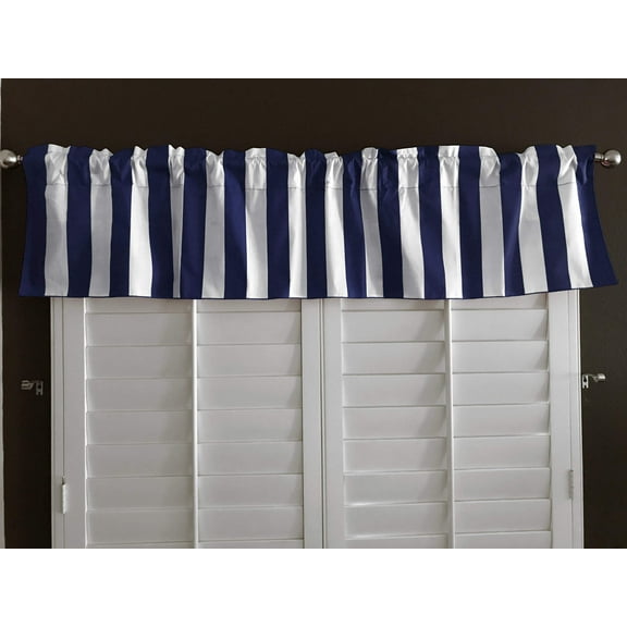 cotton stripe window valance 58 wide 2 inch stripe navy