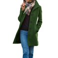 thumbnail image 2 of Women's Long Coats Single Breasted Pea Coat Winter Casual Blazer Jacket Trench Coat Green XL, 2 of 9