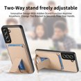 thumbnail image 5 of Magnetic Carbon Fiber Case for Samsung Galaxy S21 FE with Holder Kickstand, Fiber Texture Wallet Phone Case with Card Holder Durable Military Grade Protection Cover for Galaxy S21 FE, Khaki, 5 of 10