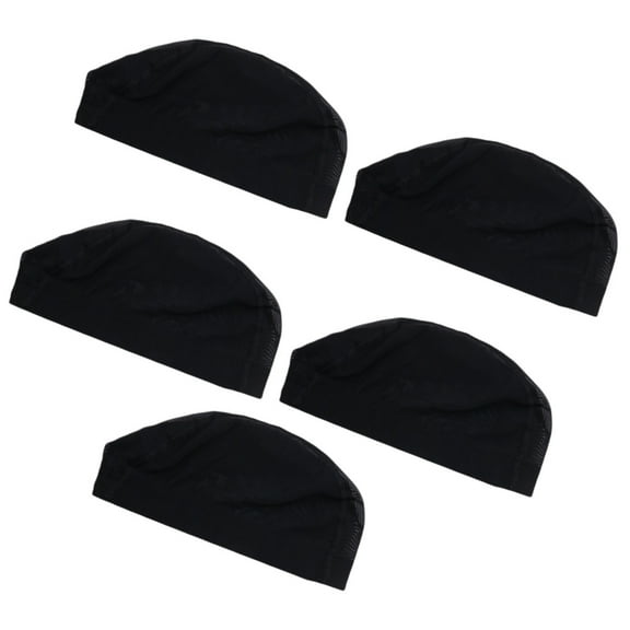 NICEXMAS 5Pcs Black Elastic Wig Fixing Caps Soft Breathable Mesh Headpieces for Wig Styling