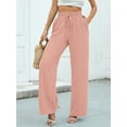 thumbnail image 2 of SHOWMALL Women's Wide Leg Pants Drawstring Waist Pants Pink 2XL Casual Long Trousers with Slant Pockets, 2 of 10
