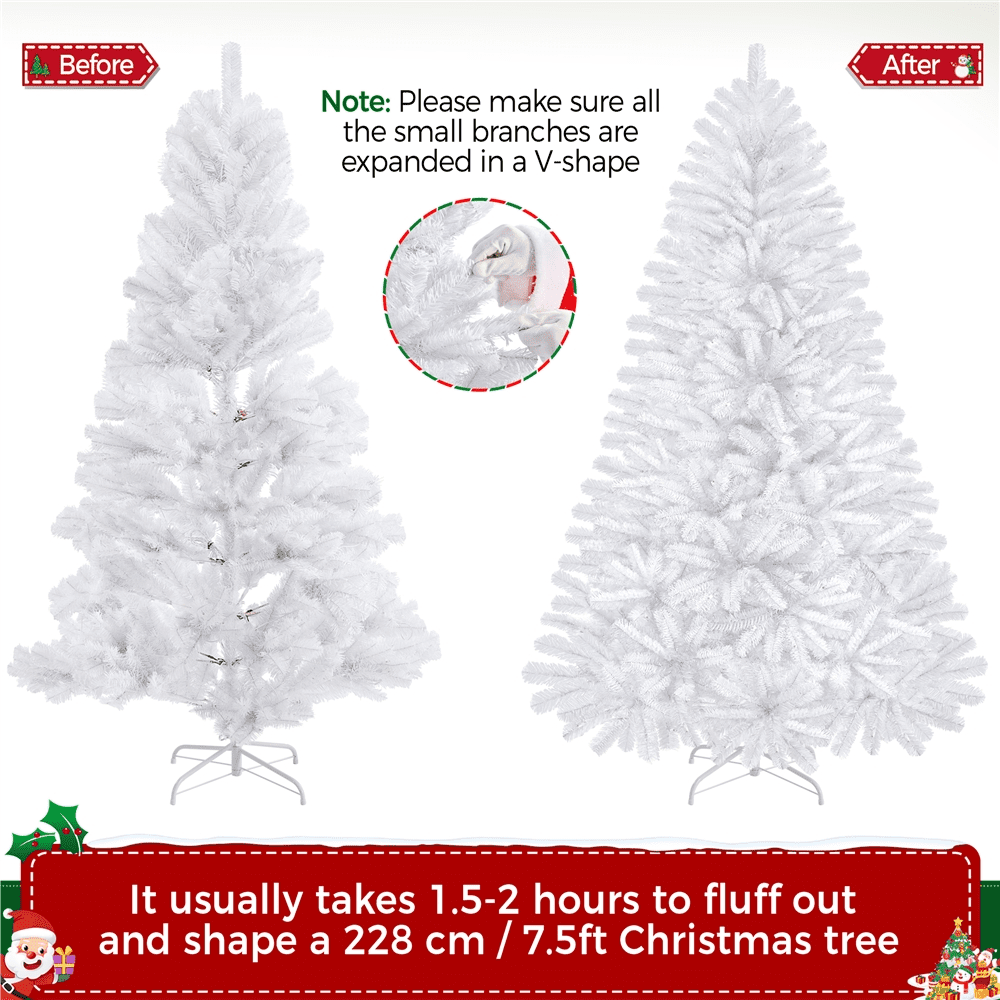 Renwick 7.5Ft Pre-Lit Fir Artificial Christmas Tree with Foldable Stand, White