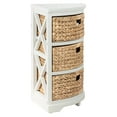 thumbnail image 5 of Hampton Meadows 3 Tier X-Side Corner Table Storage Cabinet with 3 Natural Water Hyacinth Wicker Baskets for Living Room, White, 5 of 8