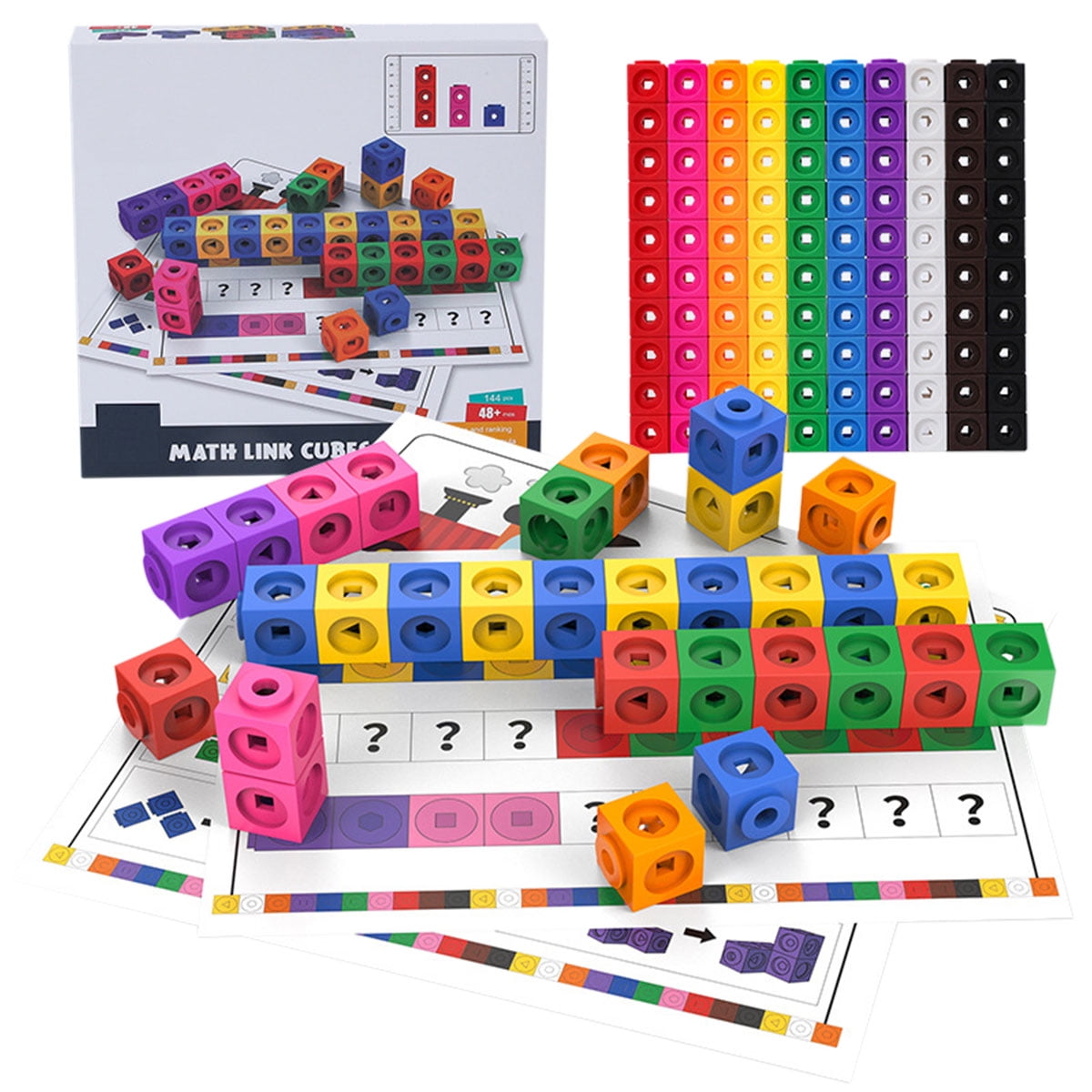 Kid's Learning Early Math Link Cube Preschool Counting Sorting Game Activity 
