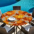 thumbnail image 6 of Orange Fall Round Tablecloth, Fitted Table Cover with Elastic for 36"-44" Round Tables, Pumpkins Thanksgiving Maple Leaf Rustic Table Cloth Outdoor Indoor Dinning Party Waterproof Tablecloths, 6 of 7