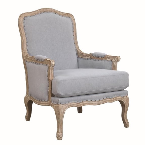 Bowery Hill Transitional Fabric/Wood Nail Head Trim Accent Chair in Light Blue