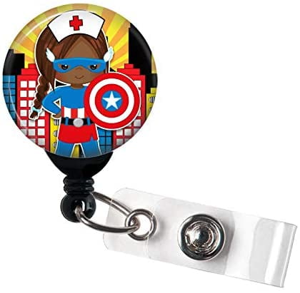 ID Name Tag Nursing Badge Alligator Clips For Nurses Cute Black Girl Retractable Badge Holder Gift For Women Nurse Badge Reel 