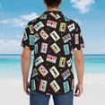 thumbnail image 6 of Balery Colorful Retro Tape Print Men's Hawaiian Shirts Short Sleeve Beach Shirt Relaxed Fit Vacation Button Down Shirts-XX-Large, 6 of 9