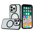 thumbnail image 4 of For Apple iPhone 16 Pro Max (6.9") Transparent Hybrid Circle Ring Magnetic Compatible with MagSafe Color Frame Metal Buttons Cover ,Xpm Phone Case [ Black ], 4 of 5