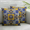thumbnail image 3 of COMIO  Throw Pillows Cover  Watercolor Portuguese Azulejo Tiles Pottery Blue White Mediterranean Geo Vintage Andalusia Porcelain Cushion Case  for Fall Home Decor, 3 of 5
