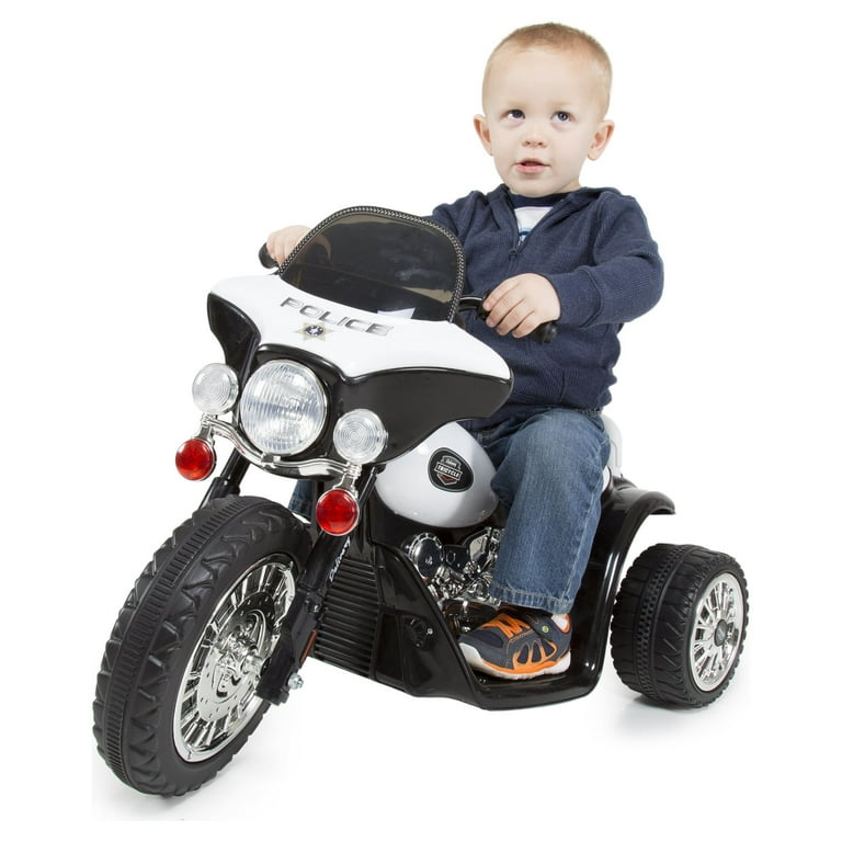 Ride on Toy, 3 Wheel Mini Motorcycle Trike for Kids, Battery Powered Toy by Hey! Play! Toys for Boys and Girls, 2 - 5 Year Old - Police