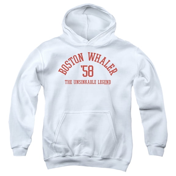 Boston Whaler Boston Collegiate Red Youth Kids Boy/Girls Pull-Over Hoodie, White, Medium