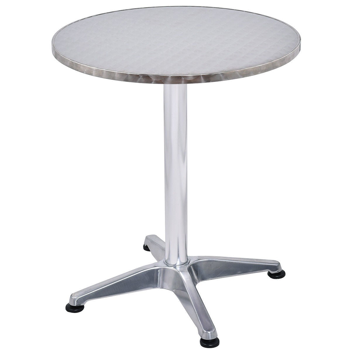 Round Cafe Bistro Table 23 1/2 Stainless Steel Aluminium Indoor Outdoor Silver 