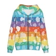 thumbnail image 3 of Renewold Rainbow Stripes Zipper Hoodie with Hood Women Casual Long Sleeve Sweatshirt Activewear Valentine's Day Heart Long Sleeve Recreation Jackets Size S, 3 of 6