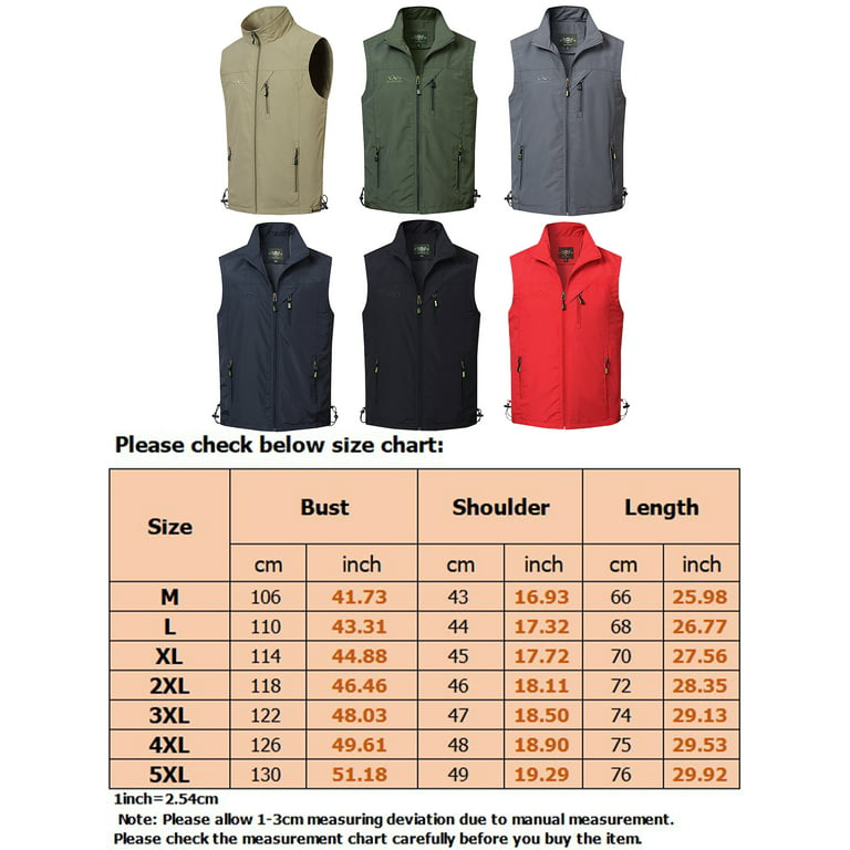 Frontwalk Lightweight Fall Zip Up Vest for Men Fashion Stand Collar  Waistcoat Fishing Regular Fit Jackets Vest With Pockets Red 2XL 