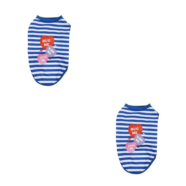 Methold Chalecos a rayas, camisetas para mascotas en forma de corazón, ropa para cachorros con absorción de sudor, camisas para perros, disfraces Azul oscuro XS 2piezas Methold CBP363202