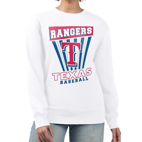 Women's Starter White Texas Rangers Poster Print Team Fleece Pullover Sweatshirt