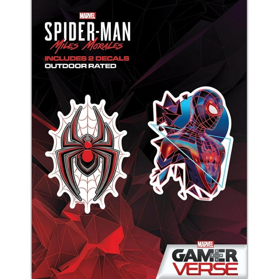 Marvel Miles Morales Decals - Set of 2 Spider-Man Vinyl Stickers for Car Water Bottle Bike Helmet Laptop Skateboard - Marvel Stickers for Kids and Adults