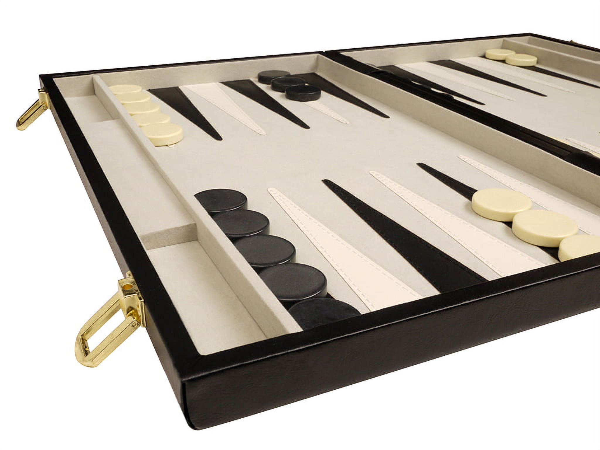 Middleton Games Unisex Deluxe Backgammon Board Games, Simulated Leather Black