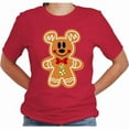 thumbnail image 2 of Disney Mickey Gingerbread Christmas Graphic Design Casual Short Sleeve Shirt (Red-X Large), 2 of 6