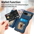 thumbnail image 3 of SaniMore for Google Pixel 6A Wallet Case, [RFID Blocking] Elastic Card Slot Vehicle Magnetic PU Leather Ring Holder & Lanyard Stand Money Pocket Protective Cover for Google Pixel 6A, Blue, 3 of 12