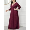 thumbnail image 6 of Eternatastic Womens Maxi Dress Evening Party 2/3 Sleeves Lace Long Dress XXL Deep Red, 6 of 6