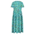 thumbnail image 5 of Sakmal Womens Summer Dresses Floral Boho Ruffle Comfort Fit Short Sleeve Green Maxi Sundress, 5 of 6
