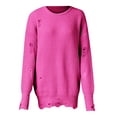 thumbnail image 2 of Vedolay Fall Sweaters Women's V Neck Sweater Lantern Sleeve Oversized Henley Knit Pullover Tops,Hot Pink XL, 2 of 3