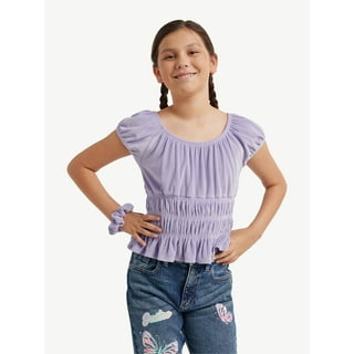 Girls Lettuce Edge Short Sleeve Shirt - Ruffle Trim Toddler Top, Soft Cotton Interlock Tee For Casual Wear & DIY Decorating 4 thumbnail image