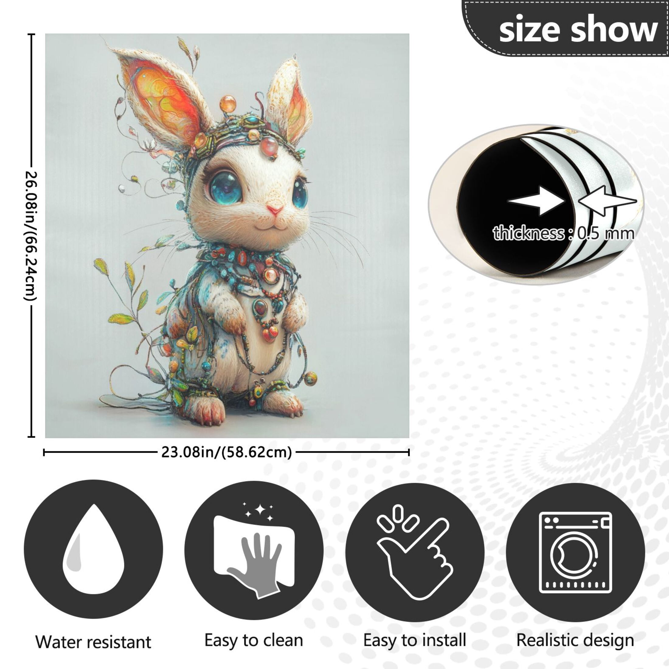 Dishwasher Magnetic Sticker 23x26 Inch Refrigerator Magnetic Sticker Washing Machine Magnetic Sticker Kitchen Panel Magnetic Sticker Home Decor Necklace Rabbit